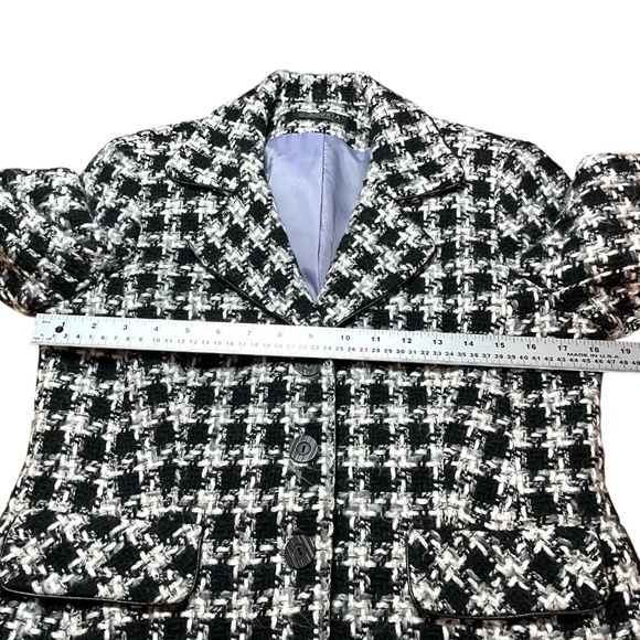 ARVIDA Wool Blend Houndstooth Tweed Blazer Fully Lined Front Flap Pockets Sz 8 - Picture 6 of 9